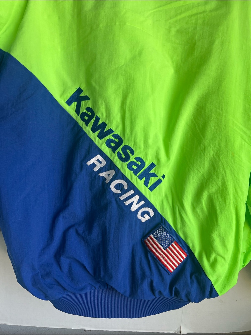 Men’s Neon Green & Blue Racing Performance Jacket - Picture 7 of 7